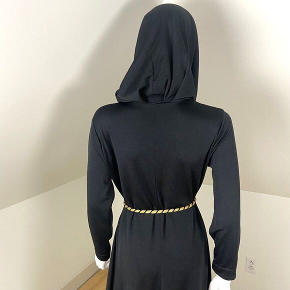 Vintage 70s Hooded Maxi Dress Caftan Cult Gown Cowl Neck M/L/XL Hood Boho Hippy - Picture 12 of 14
